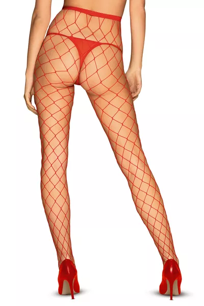 Czerwone pończochy kabaretki S812 stockings Obsessive