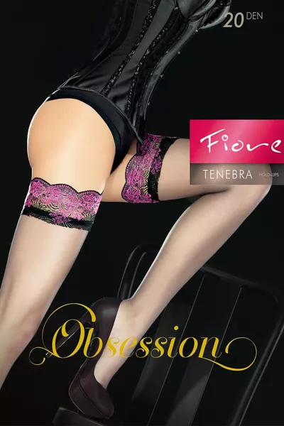 Fiore Tenebra 20 den, Wzorzyste pończochy samonośne