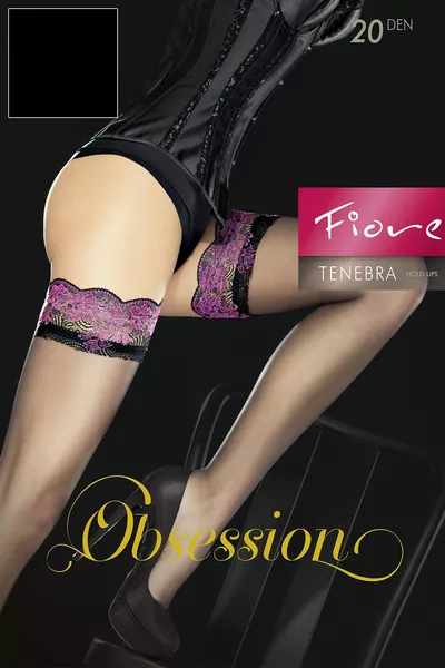 Fiore Tenebra 20 den, Wzorzyste pończochy samonośne