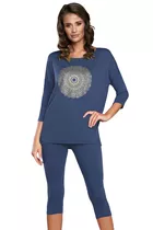 Piżama damska Italian Fashion Mandala r.3/4 sp.3/4 - Rozmiar: M, Kolor: granat