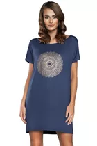 Koszula nocna z krótkim rękawem Italian Fashion Mandala - Rozmiar: L, Kolor: granat