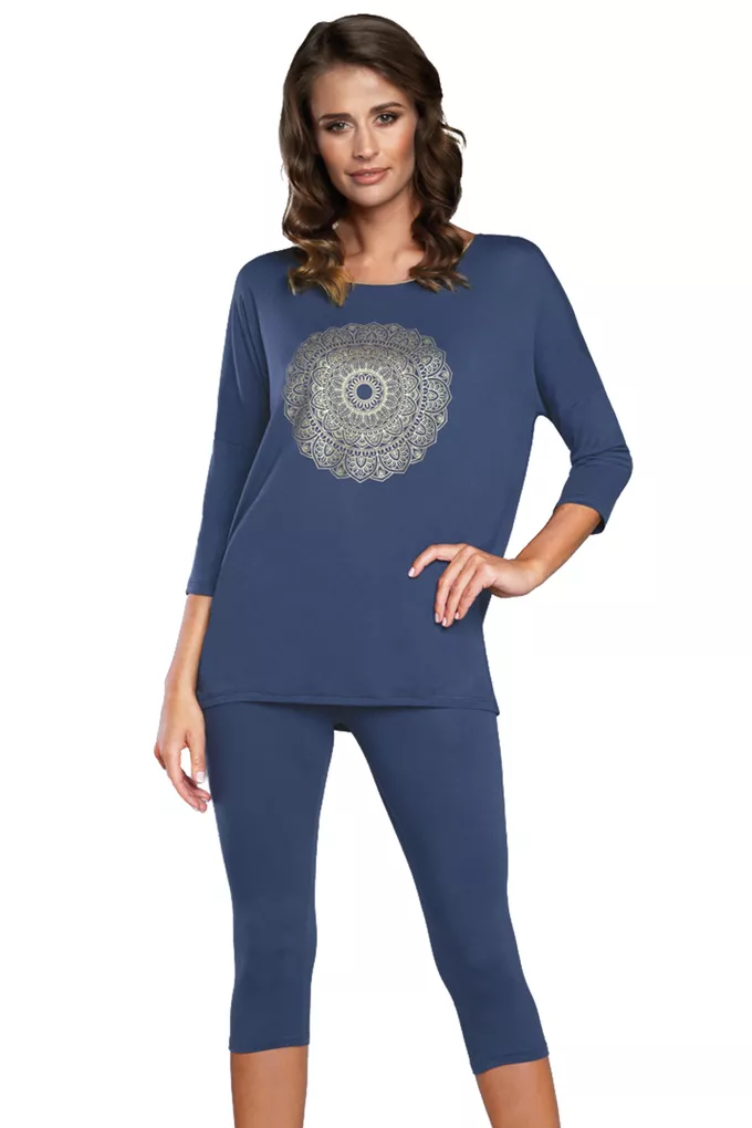 Piżama damska Italian Fashion Mandala r.3/4 sp.3/4 - Rozmiar: M, Kolor: granat