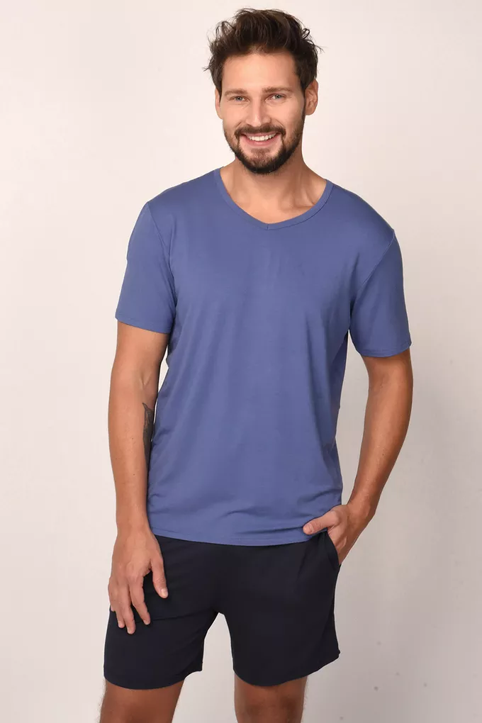 Piżama męska Dallas krótkie spodenki, krótka koszulka Italian Fashion - Rozmiar: L, Kolor: niebieski/granat
