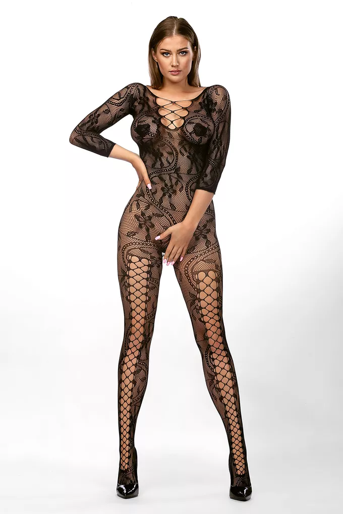 Czerwone bodystocking Anais Mirabella - Rozmiar: S/M, Kolor: czarny